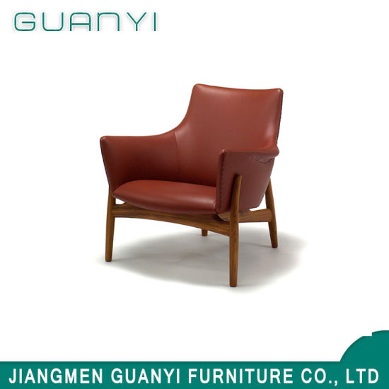 Sillón de ocio de cuero de madera moderno de lujo