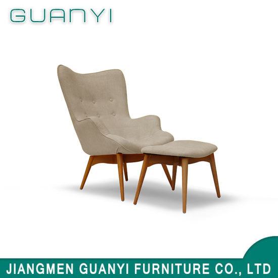 Madera de fresno sólido de moda con sillón de asiento de espuma de tela