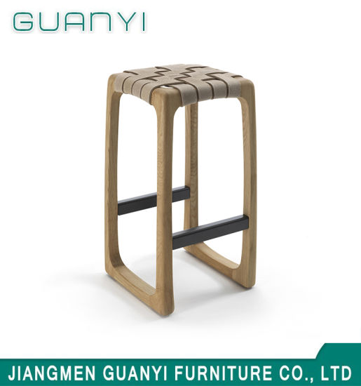 Silla de comedor de asiento de cuero moderno sillones de ceniza sólida taburetes de barra de madera